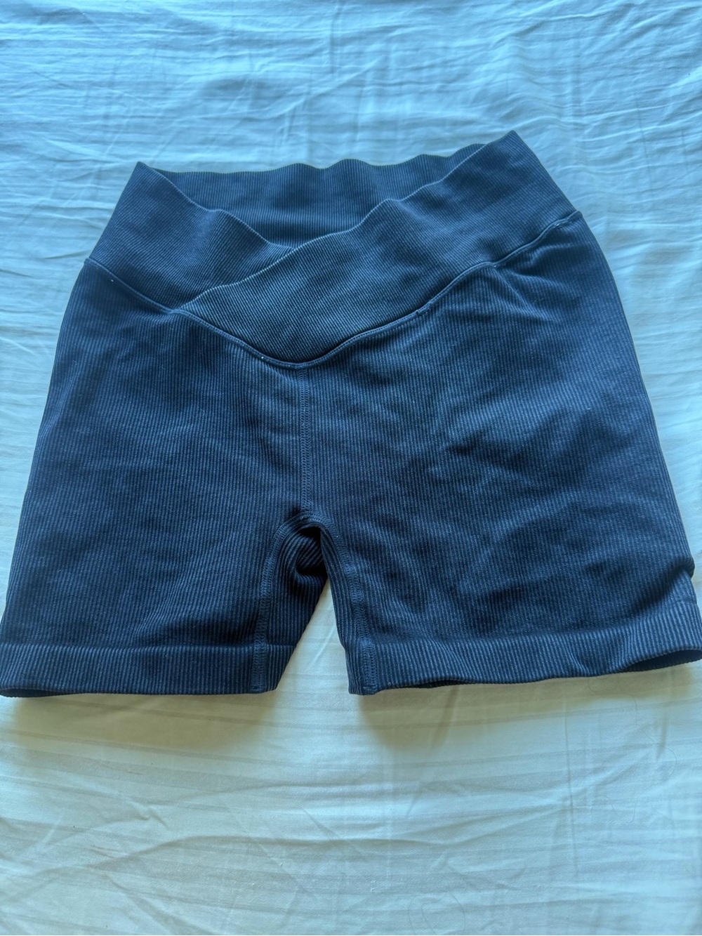 Women’s High-Waist Ribbed Bike Shorts - Charcoal